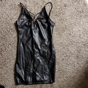 Black faux leather dress. Fashionnova!